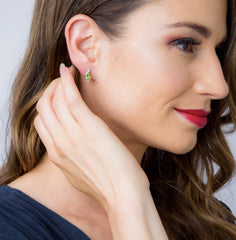 Silver Peridot and CZ Earrings