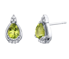 Silver Peridot and CZ Earrings