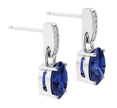 Silver Sapphire and Diamond Earrings