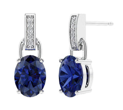Silver Sapphire and Diamond Earrings