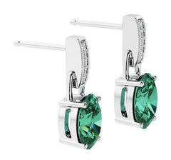 Silver Emerald and Diamond Earrings