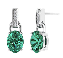 Silver Emerald and Diamond Earrings
