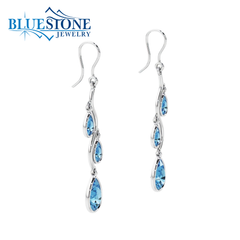 Sterling Silver Wire Earrings w/ London Blue Topaz - 2"