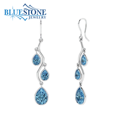Sterling Silver Wire Earrings w/ London Blue Topaz - 2"