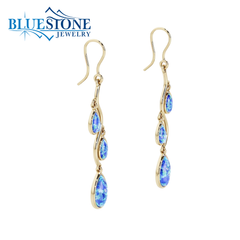 Sterling Silver Wire Earrings w/ Lab Opal - 2"