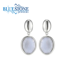 Sterling Silver Stud Earrings with Blue Lace Agate