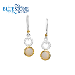 Two-Tone Earrings with Ethiopian Opal Gemstones