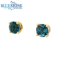 14KYG 4-Prong London Blue Topaz Stud Earrings