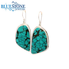 Sterling Silver Wire Earrings w/ Natural Turquoise