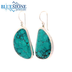 Sterling Silver Wire Earrings w/ Natural Turquoise