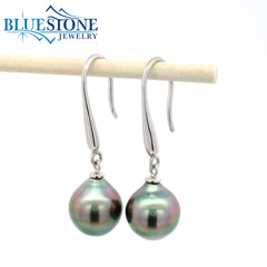 Sterling Silver Wire Earrings w/ Tahitian Pearls