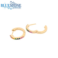 14KYG Rainbow Huggie Hoop Earrings