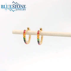 14KYG Rainbow Huggie Hoop Earrings