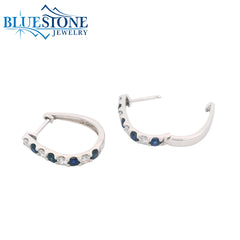 14KWG Sapphire and Diamond Hoop Earrings