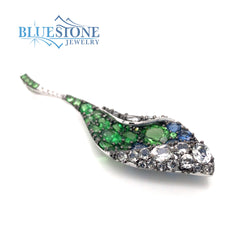 Bluestone Jewelry Design 14 Karat White Gold Pendant with 11 Blue Sapp