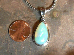 Large Sterling Silver Pendant with One Teardrop-Shaped Ethiopian Opal
