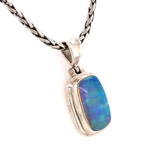 Medium/Large Sterling Silver Pendant with One Rectangular Ethiopian Op