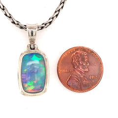 Medium/Large Sterling Silver Pendant with One Rectangular Ethiopian Op