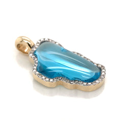 Medium 14 Karat Yellow and White Gold Pendant with a 3.22 Carat Lake T