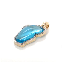 Medium 14 Karat Yellow and White Gold Pendant with a 3.22 Carat Lake T