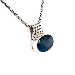Extra Large Sterling Silver Armadillo Pendant with One Medium Oval Lon