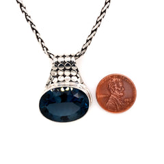 Extra Large Sterling Silver Armadillo Pendant with One Medium Oval Lon