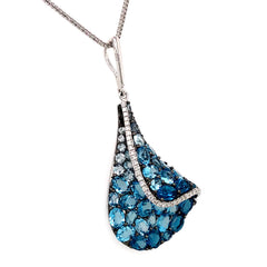 Large 14KWG Pendant with Assorted Topazes & Diamonds