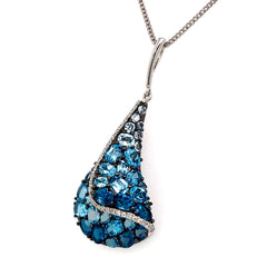Large 14KWG Pendant with Assorted Topazes & Diamonds