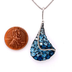 Large 14KWG Pendant with Assorted Topazes & Diamonds