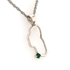 Extra Large Sterling Silver Lake Tahoe Outline Pendant with a 3.5mm Ro