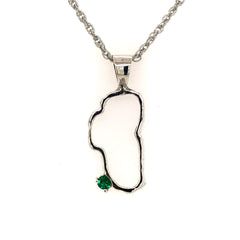 Extra Large Sterling Silver Lake Tahoe Outline Pendant with a 3.5mm Ro