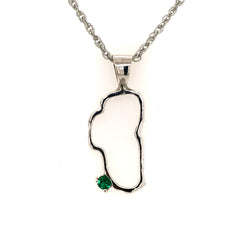 Extra Large Sterling Silver Lake Tahoe Outline Pendant with a 3.5mm Ro