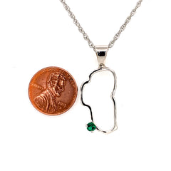 Extra Large Sterling Silver Lake Tahoe Outline Pendant with a 3.5mm Ro
