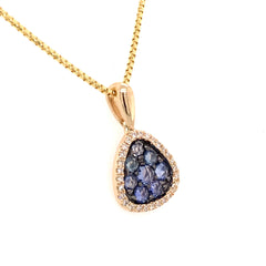 14 Karat Yellow Gold Pendant with 8 Rose Cut Light Blue Sapphires at 0