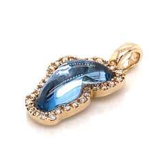 Small 14 Karat Yellow Gold Lake Tahoe Pendant with Hydro Topaz