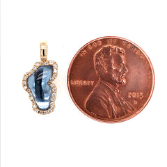 Small 14 Karat Yellow Gold Lake Tahoe Pendant with Hydro Topaz