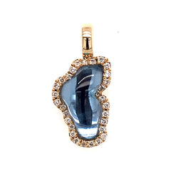 Small 14 Karat Yellow Gold Lake Tahoe Pendant with Hydro Topaz