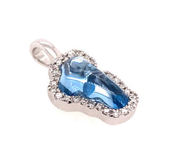 Small 14 Karat White Gold Lake Tahoe Pendant with a 0.95 Carat Hydro B