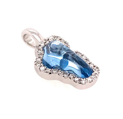 Small 14 Karat White Gold Lake Tahoe Pendant with a 0.95 Carat Hydro B