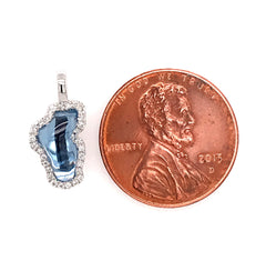 Small 14 Karat White Gold Lake Tahoe Pendant with a 0.95 Carat Hydro B