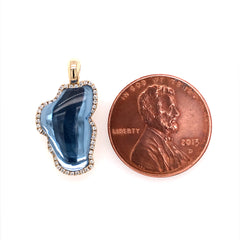 Medium 14kt Yellow Gold Lake Tahoe Pendant with Hydrogem and Diamonds