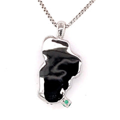 Medium 14KWG Pendant w/ Hydro Topaz, Diamonds & Emerald