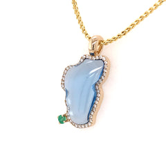 Medium 14 Karat Yellow and White Gold Pendant with a 3.22 Carat Lake T