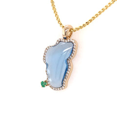 Medium 14 Karat Yellow and White Gold Pendant with a 3.22 Carat Lake T