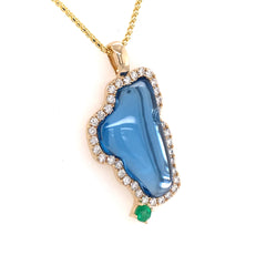 Extra Large 14 Karat Yellow Gold Lake Tahoe Outline Pendant with a 9.4