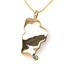 Extra Large 14 Karat Yellow Gold Lake Tahoe Outline Pendant with a 9.4