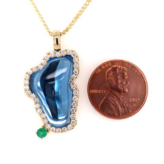 Extra Large 14 Karat Yellow Gold Lake Tahoe Outline Pendant with a 9.4