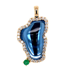 Extra Large 14 Karat Yellow Gold Lake Tahoe Outline Pendant with a 9.4