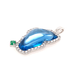 Extra Large 14 Karat White Gold Lake Tahoe Outline Pendant with a 9.47
