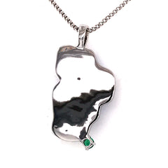 Extra Large 14 Karat White Gold Lake Tahoe Outline Pendant with a 9.47